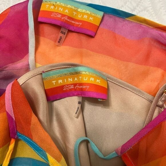 TRINA TURK SZXS/S SOBE RAINBOW STRIPED PULLOVER TOP - Picture 9 of 11